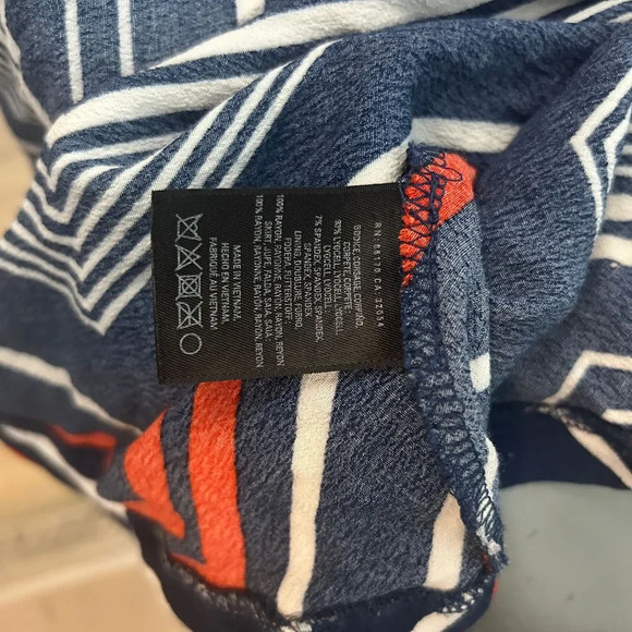 Maeve Anthropologie Cameron Blue Stripe Orange Midi Swing Dress Geometric Medium - Picture 7 of 7